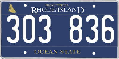 RI license plate 303836