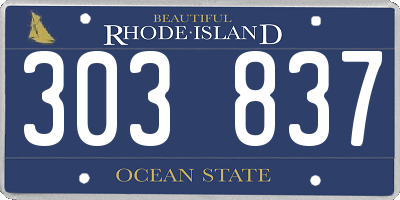 RI license plate 303837