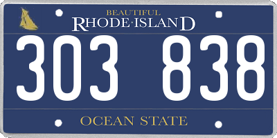 RI license plate 303838