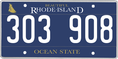 RI license plate 303908