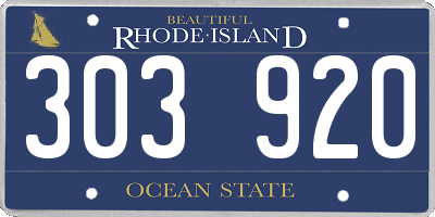 RI license plate 303920