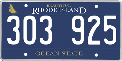 RI license plate 303925