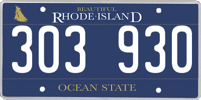 RI license plate 303930