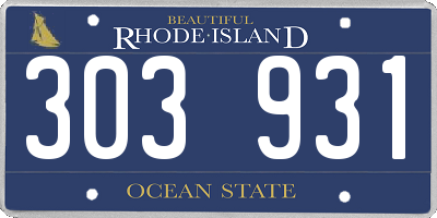 RI license plate 303931