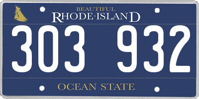 RI license plate 303932