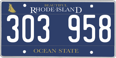 RI license plate 303958