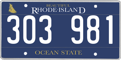 RI license plate 303981