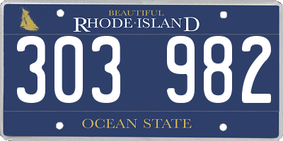 RI license plate 303982