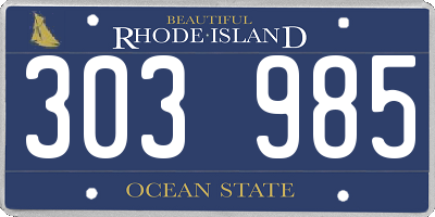 RI license plate 303985