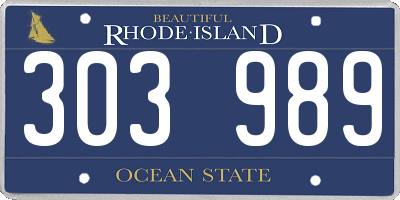 RI license plate 303989