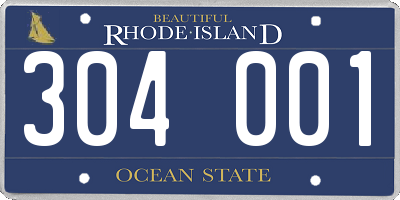 RI license plate 304001