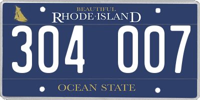 RI license plate 304007