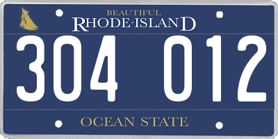 RI license plate 304012