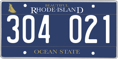 RI license plate 304021
