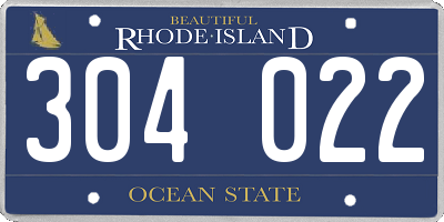 RI license plate 304022