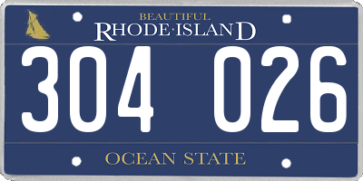 RI license plate 304026