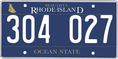 RI license plate 304027