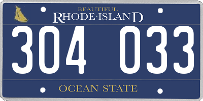 RI license plate 304033