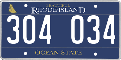 RI license plate 304034