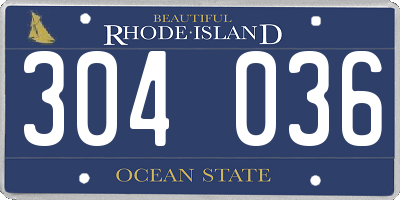 RI license plate 304036
