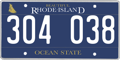 RI license plate 304038