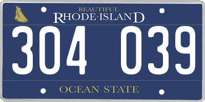 RI license plate 304039