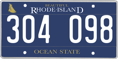 RI license plate 304098