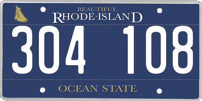 RI license plate 304108