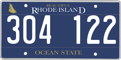 RI license plate 304122