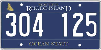 RI license plate 304125