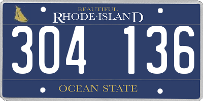 RI license plate 304136