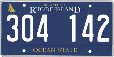 RI license plate 304142