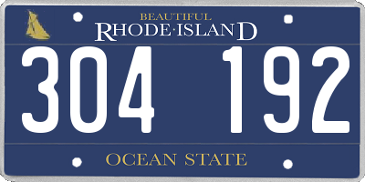 RI license plate 304192