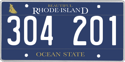 RI license plate 304201