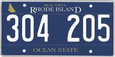 RI license plate 304205