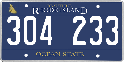 RI license plate 304233
