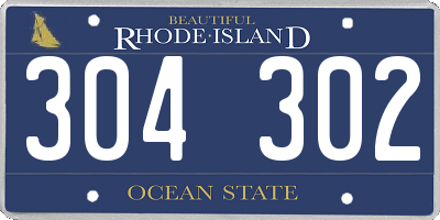 RI license plate 304302