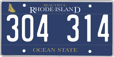 RI license plate 304314
