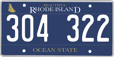RI license plate 304322