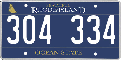 RI license plate 304334