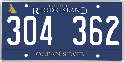 RI license plate 304362