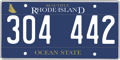 RI license plate 304442