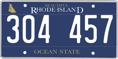 RI license plate 304457