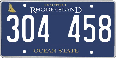 RI license plate 304458