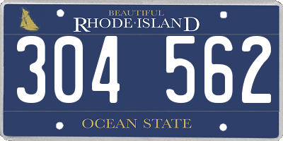 RI license plate 304562