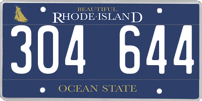 RI license plate 304644