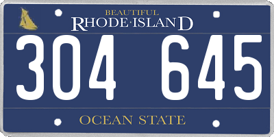 RI license plate 304645