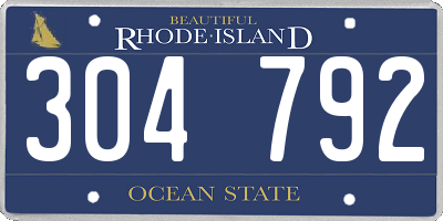 RI license plate 304792