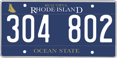 RI license plate 304802