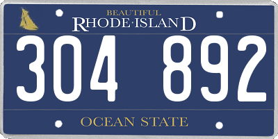 RI license plate 304892